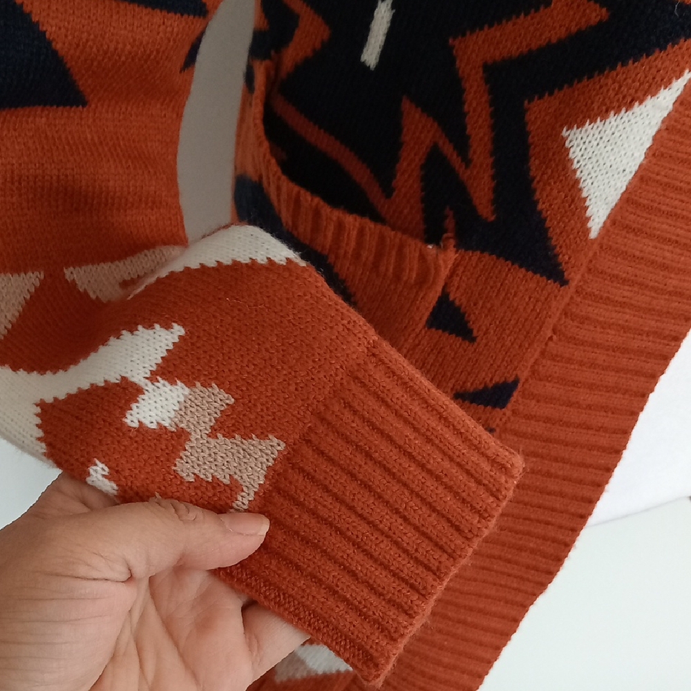 Cato Geometric Patterned Rust Cardigan - image 5